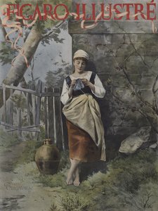 Tricoteuse. Couverture de Le Figaro Illustré, septembre 1896 - French School