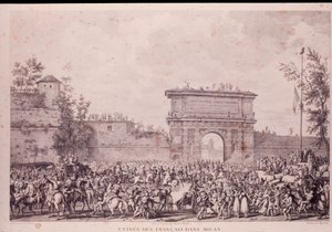 Entrée triomphale des troupes françaises sous Napoléon Bonaparte à Milan, le 15 mai - French School