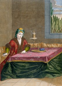 Femme turque filant du fil, vers 1708 - French School