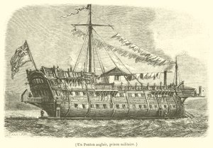 Un Ponton anglais, prison militaire (engraving) - French School