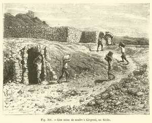 Une mine de soufre a Girgenti, en Sicile - French School