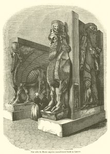 Une salle du Musee assyrien nouvellement fonde au Louvre - French School