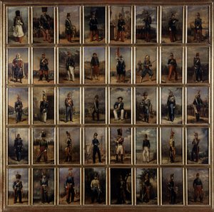Uniforme du 1er et 2e Empire, peinture sur bois, fin 19e siècle - French School