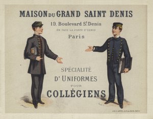 Uniformes pour collégiens français, publicité pour Maison du Grand Saint Denis