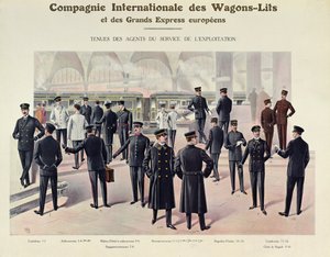 Uniformes pour les employés de la Compagnie des Wagons-Lits, vers 1910