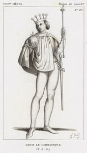 VIIIe Siècle, Règne de Louis Ier, Louis le Germanique (gravure) - French School