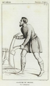 VII Siècle, Plusieurs Règnes, Costume du Peuple, Un Laboureur (gravure) - French School