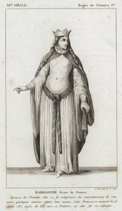 VIe Siècle, Règne de Clotaire Ier, Radegonde, Reine de France (gravure) - French School