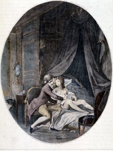 Valmont écrivant une lettre sur la cuisse d