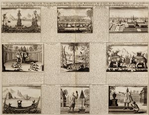 Diverses vues de Siam et Ayutthaya, de Du Royaume de Siam par Simon de la Loubère, publié en 1688 - French School