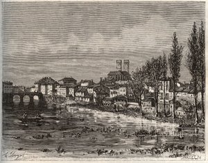 Verdun - Morbihan en Bretagne - gravure dans "La France illustrée" par V.A. Malt-Brown. 1884 - French School