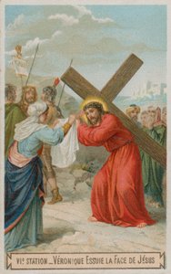 Véronique essuie le visage de Jésus. La sixième station de la croix - French School