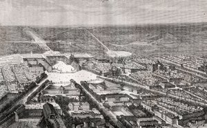 Versailles avec son château au XIXe siècle - gravure dans "La France illustrée : géographie, histoire, administration statistique" par V.A. Malt-Brown. 1884 - French School