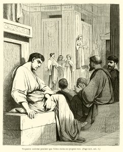 Vespasien endormi pendant que Néron récite ses propres vers (gravure) - French School