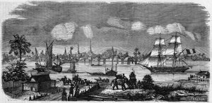 Vue de la ville et du port de Bangkok (Bang-Kok), Royaume de Siam (Thaïlande)