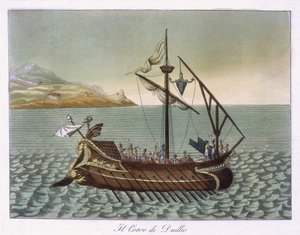 Vue de Corvus, grue navale, utilisée par G. Duillus, 1796