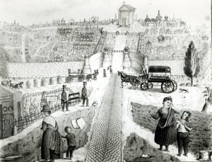 Vue du cimetière du Père-Lachaise, début du 19e siècle - French School