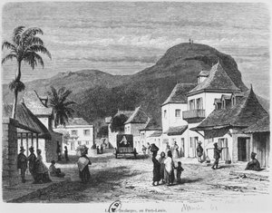 Vue de Port Louis, rue Desforges, Maurice, 1861 - French School