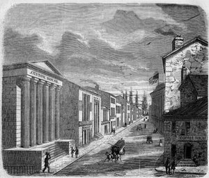 Vue de Wall Street, le quartier bancaire, New York, New York. États-Unis (États-Unis) - French School