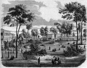 Vue des jardins anglais des Champs-Élysées à Paris