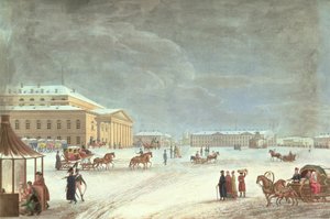 Vue de la place et du Grand Théâtre, Saint-Pétersbourg - French School