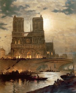 Vue de la façade ouest de la cathédrale Notre-Dame, Paris, vers 1840 - French School