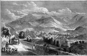 Vue de la ville de Chambéry, prise de la route d