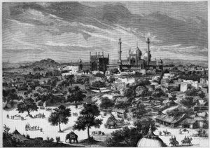 Vue de la ville de Delhi (Inde) en 1857. D