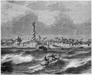 Vue de la ville de Pondichéry, Inde - French School