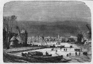 Vue de la ville de La Haye en Hollande, fin du 19ème siècle. Gravure dans "La gazette du dimanche" du 5 décembre 1895 - French School