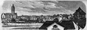 Vue du quartier de la ville de Kastrich, à Mayence (Allemagne), avant l