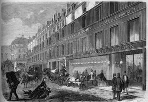 Vue de la façade de "La Grande Maison", usine de vêtements. Paris - French School