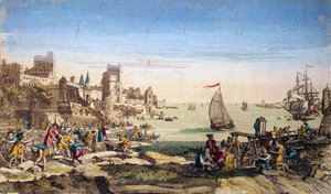 Vue du port et des chantiers navals de la ville du Havre (Seine-Maritime) - French School