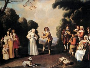 Scène de danse villageoise probablement lors d