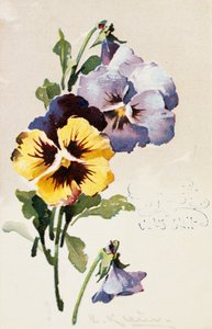 Carte postale française vintage avec décorations florales - French School