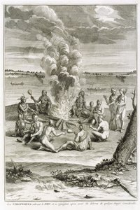 Les Virginiens adorant le feu et se réjouissant d