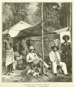Voyage au pays de Kong (gravure) - French School