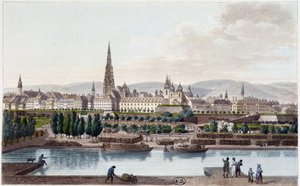 Vue de Vienne du côté de la Land Strassel - dans "Voyage pittoresque en Autriche par le Comte Alexandre de Laborde", Paris, éd. Didot l