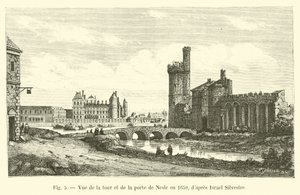 Vue de la tour et de la porte de Nesle en 1650, d