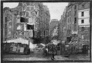 Vue des démolitions de la place Maubert à Paris - French School