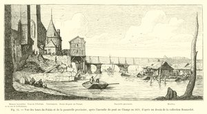 Vue des tours du Palais et de la passerelle provisoire, après l