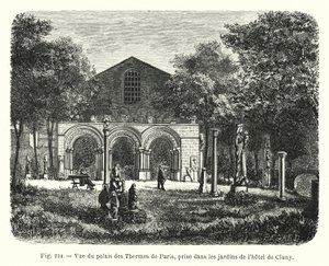 Vue du palais des Thermes de Paris, prise dans les jardins de l