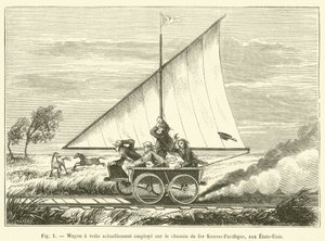 Wagon à voile actuellement employé sur le chemin de fer Kansas-Pacifique, aux États-Unis - French School