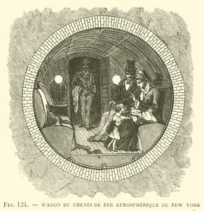 Wagon du chemin de fer atmosphérique de New York (gravure)