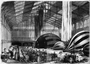Guerre de 1870 - Siège de Paris : ateliers de construction de ballons à la gare d
