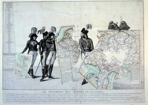 Guerres de la Révolution : le général Napoléon Bonaparte (1769-1821) tenant une carte de l