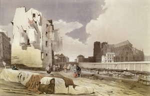 Blanchisseuses aux lavoirs du Quai Montebello, vers 1840 - French School