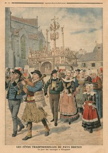 Jour de mariage à Plougastel, Bretagne, illustration du Petit Journal, supplément illustré, 27 janvier 1907 - French School