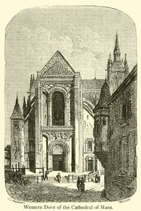 Porte occidentale de la cathédrale du Mans (gravure) - French School