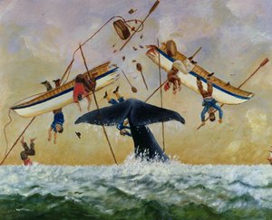 Baleine renversant des pêcheurs dans l